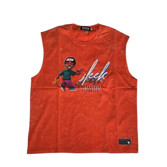 Sleek Orange Stonewash Tank Top