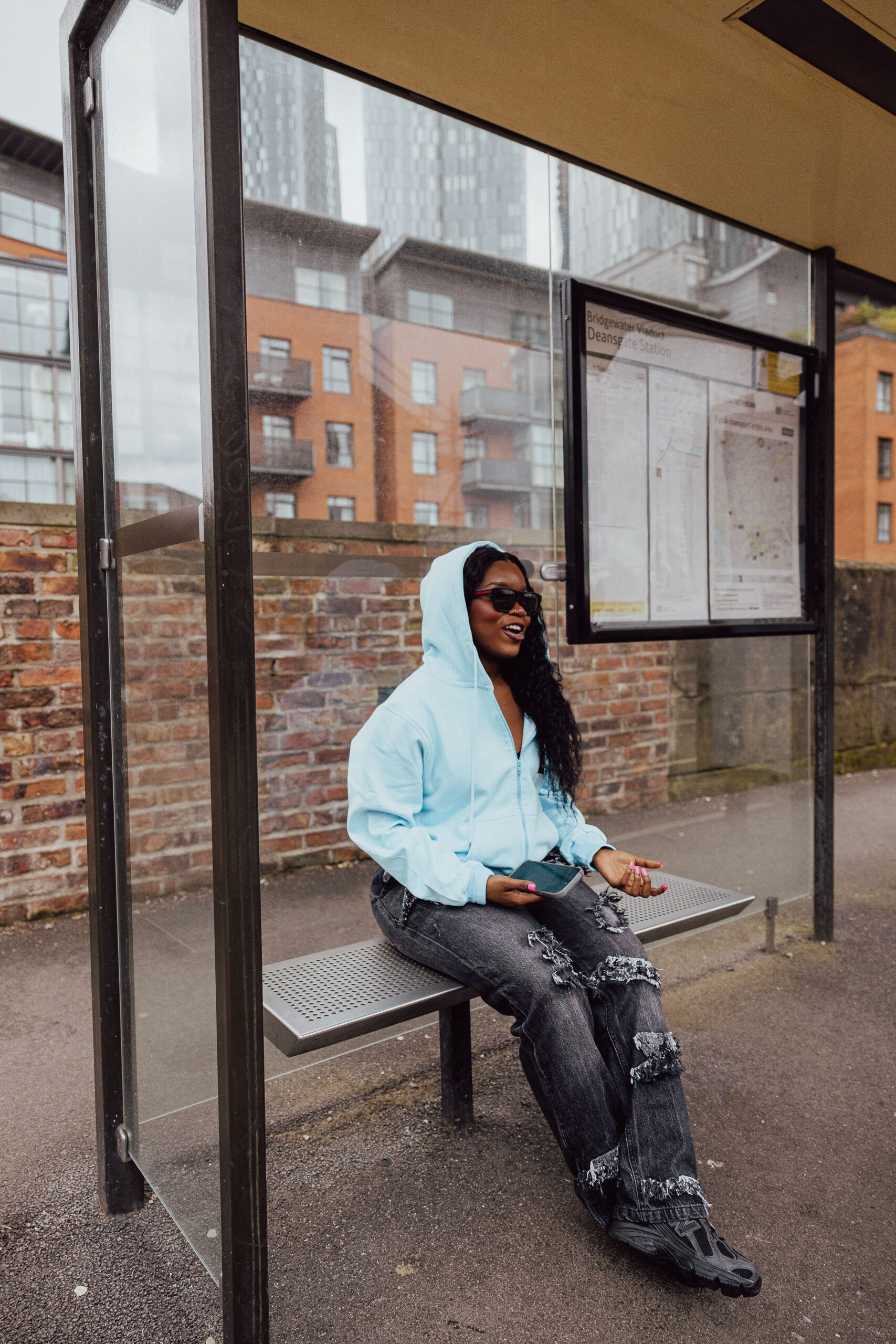 Sleek Archive Hoodie – Sky Blue - Image 4
