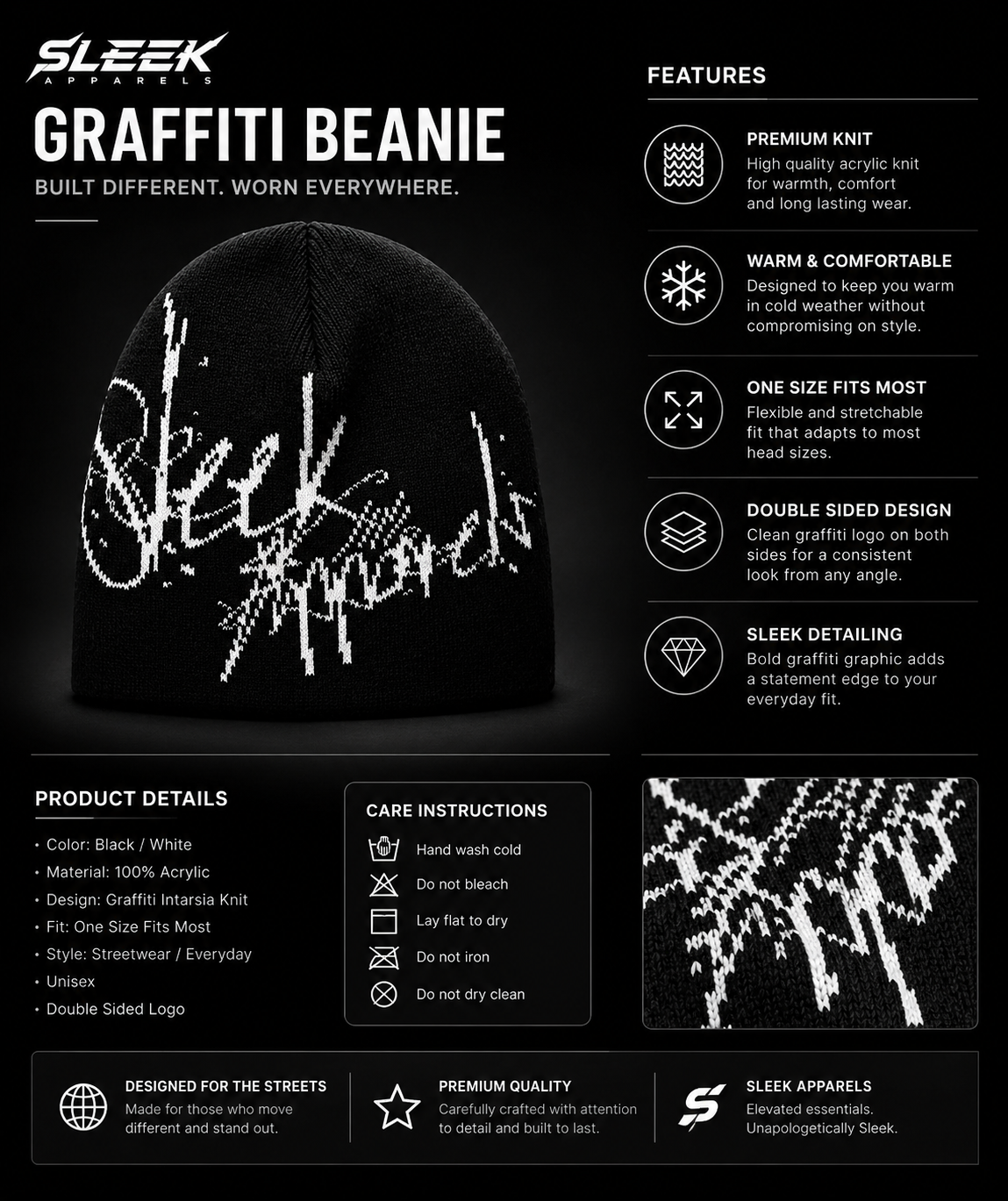 Sleek Signature Beanie – Black - Image 5