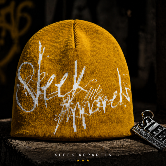 Sleek Signature Beanie – Mustard