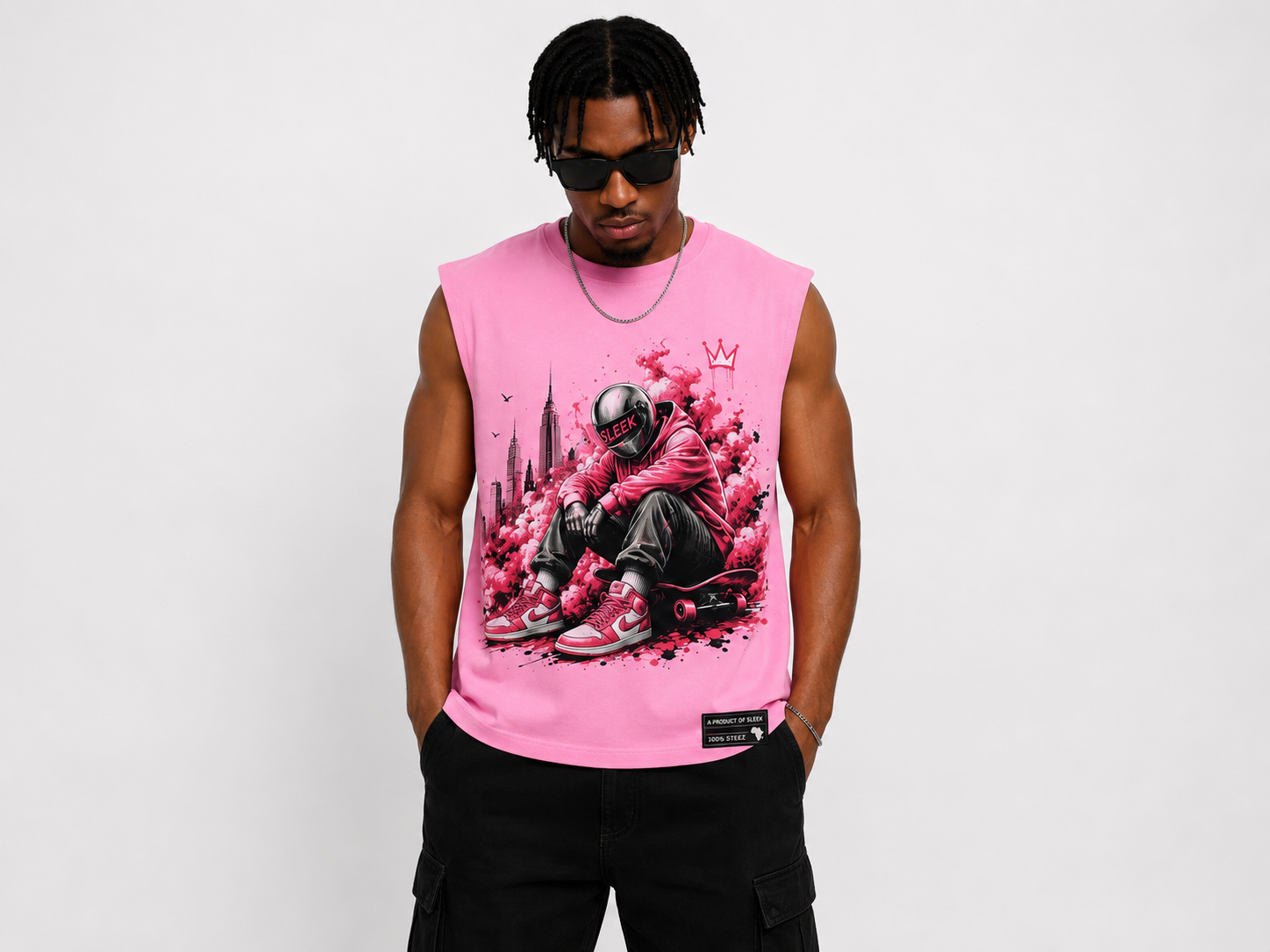 Sleek Rider Sleeveless Tee – Pink - Image 2