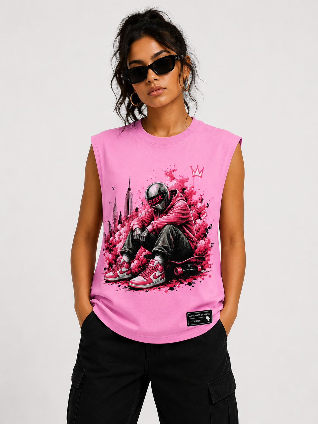 Sleek Rider Sleeveless Tee – Pink - Image 3