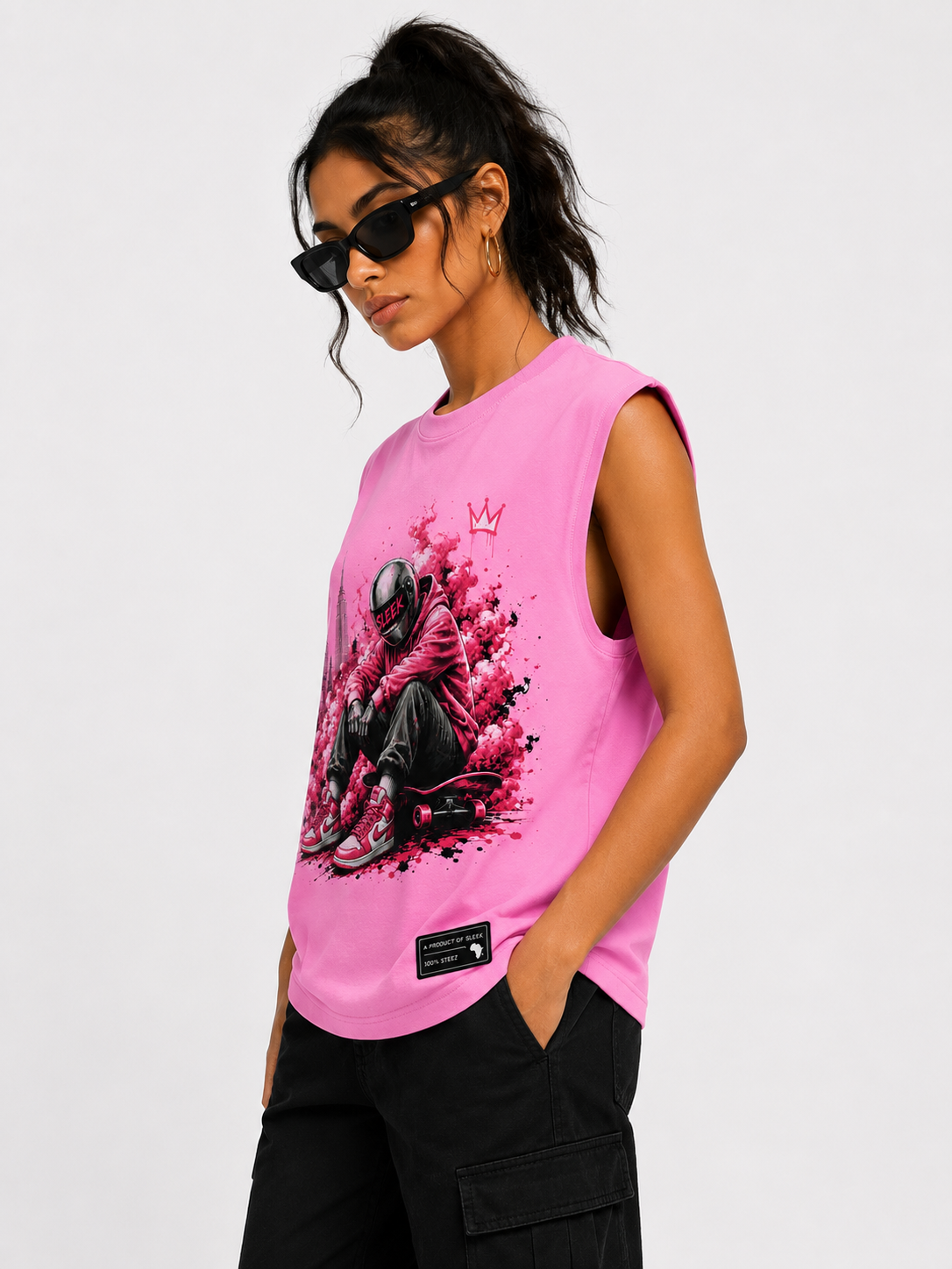 Sleek Rider Sleeveless Tee – Pink - Image 5