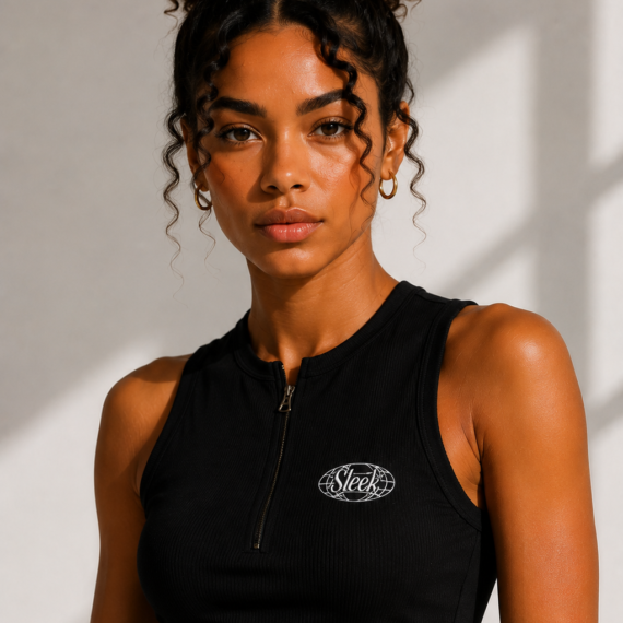 Sleek Essential Rib Crop – Midnight Black